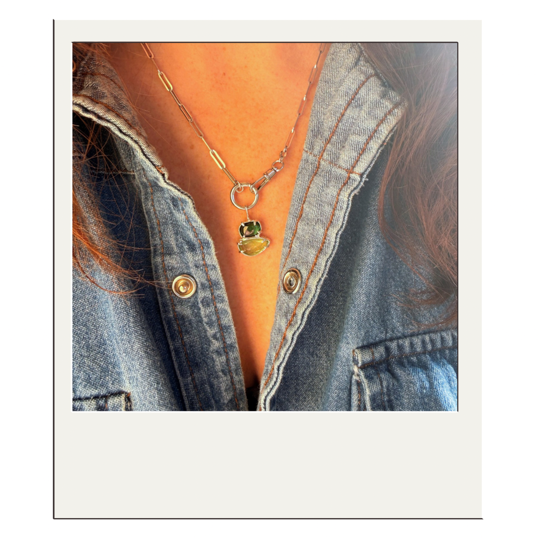 Green Tourmaline + Grossular Garnet