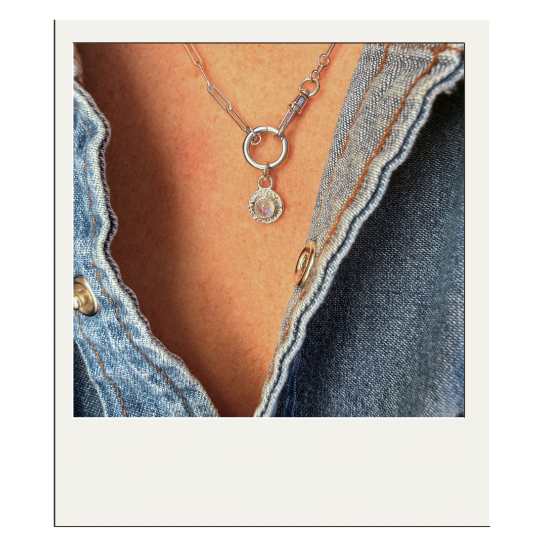 Rainbow Moonstone Disc Pendant