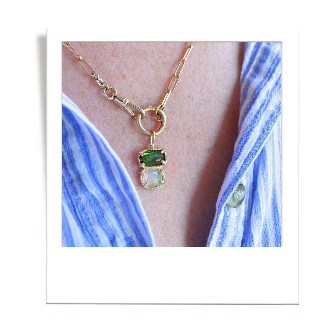 Green Tourmaline and Welo Opal