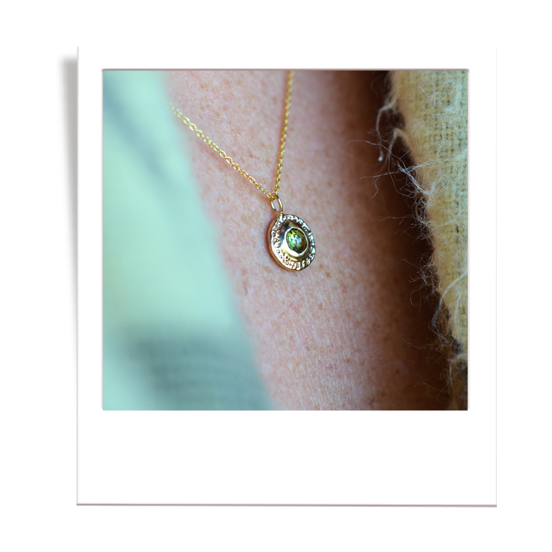 Gold Peridot Disc Pendant