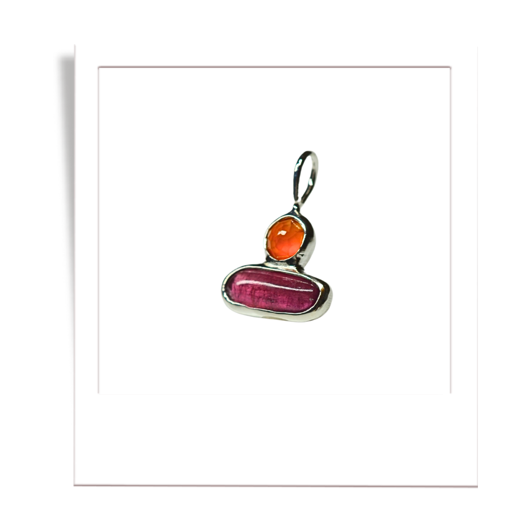 Carnelian and Pink Tourmaline Pendant