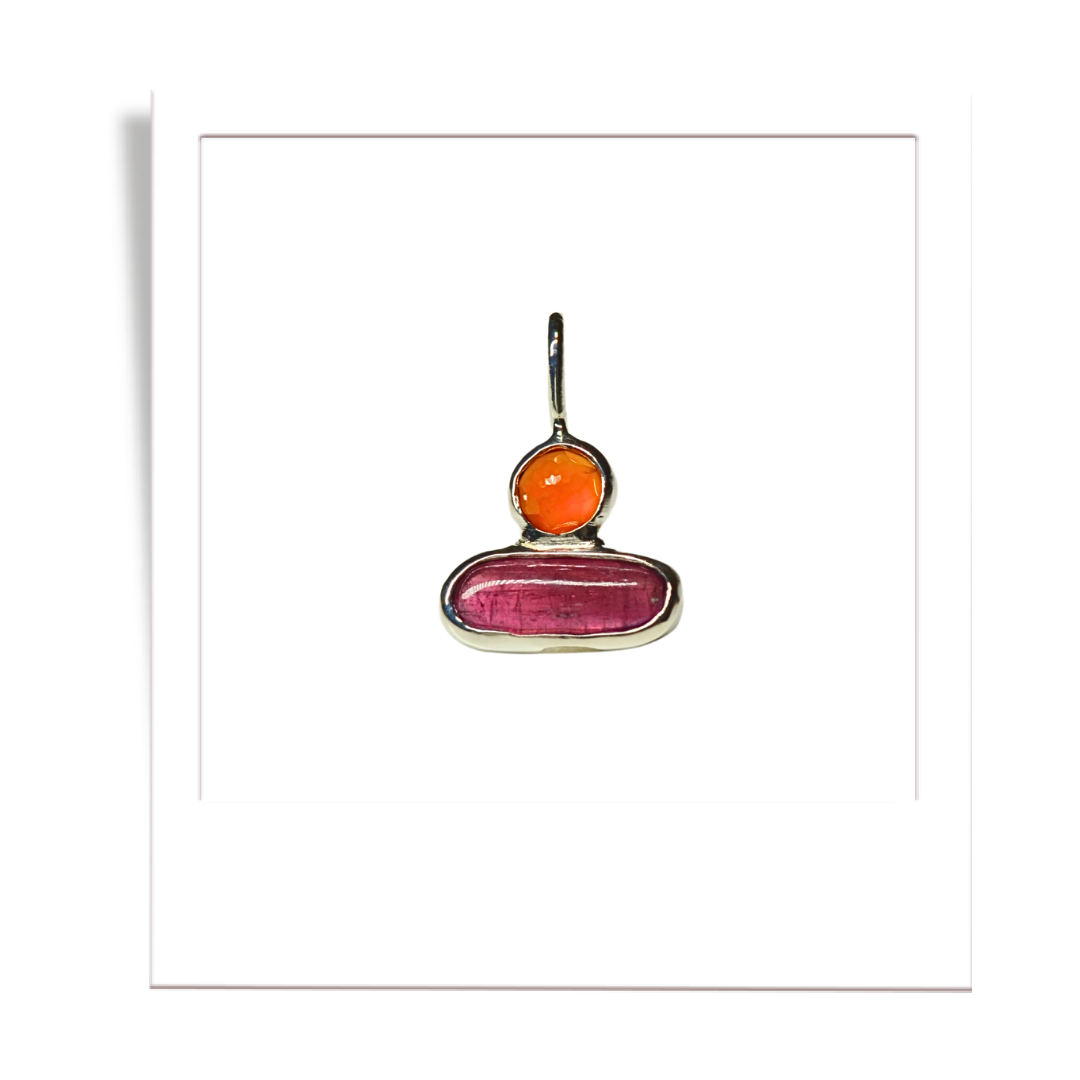 Carnelian and Pink Tourmaline Pendant