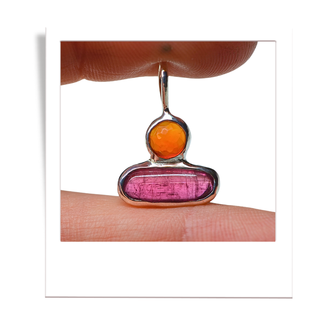 Carnelian and Pink Tourmaline Pendant
