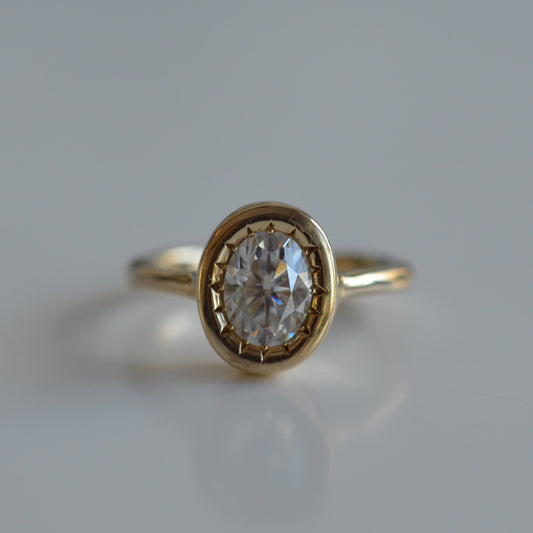 Old Euro Cut Oval Moissanite -Sample Ring