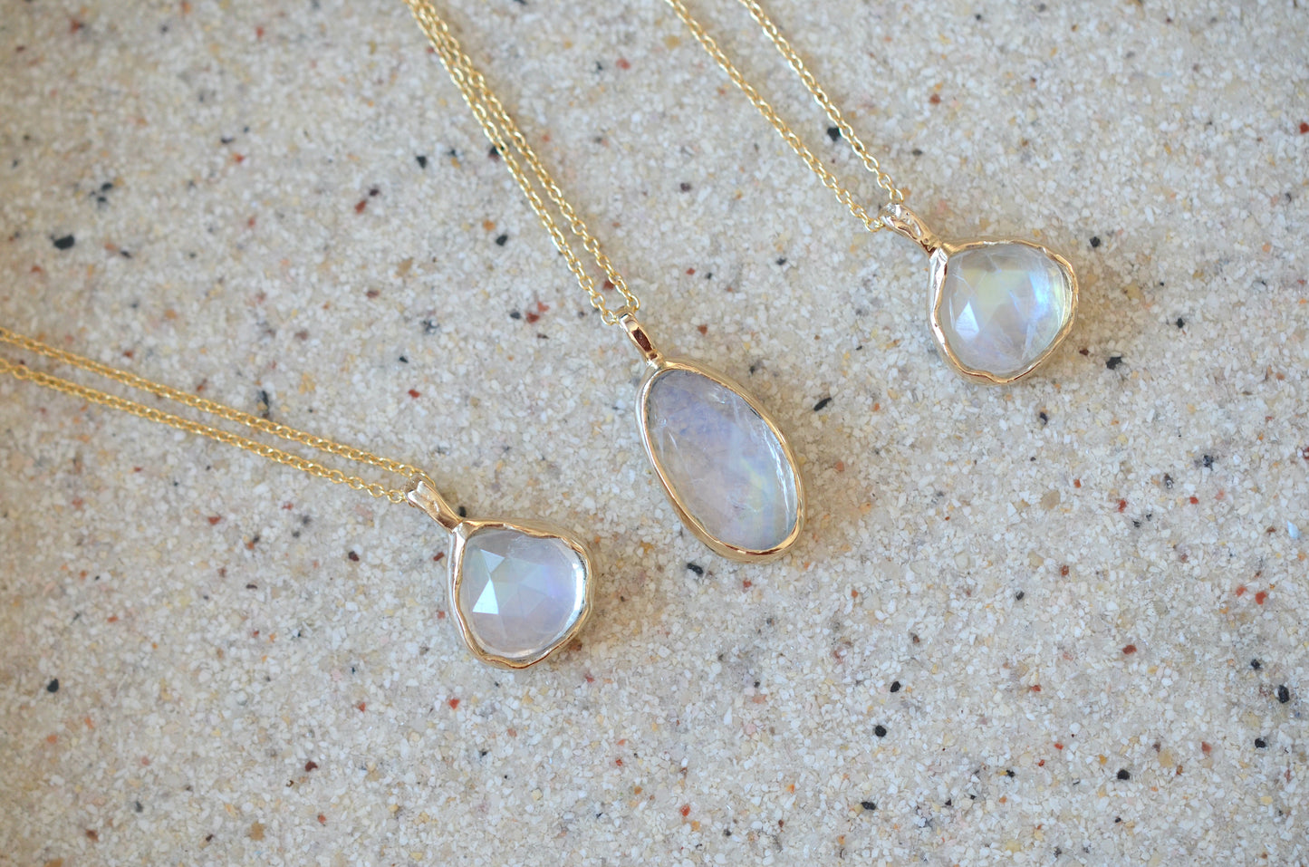 Pear Rainbow Moonstone Necklace