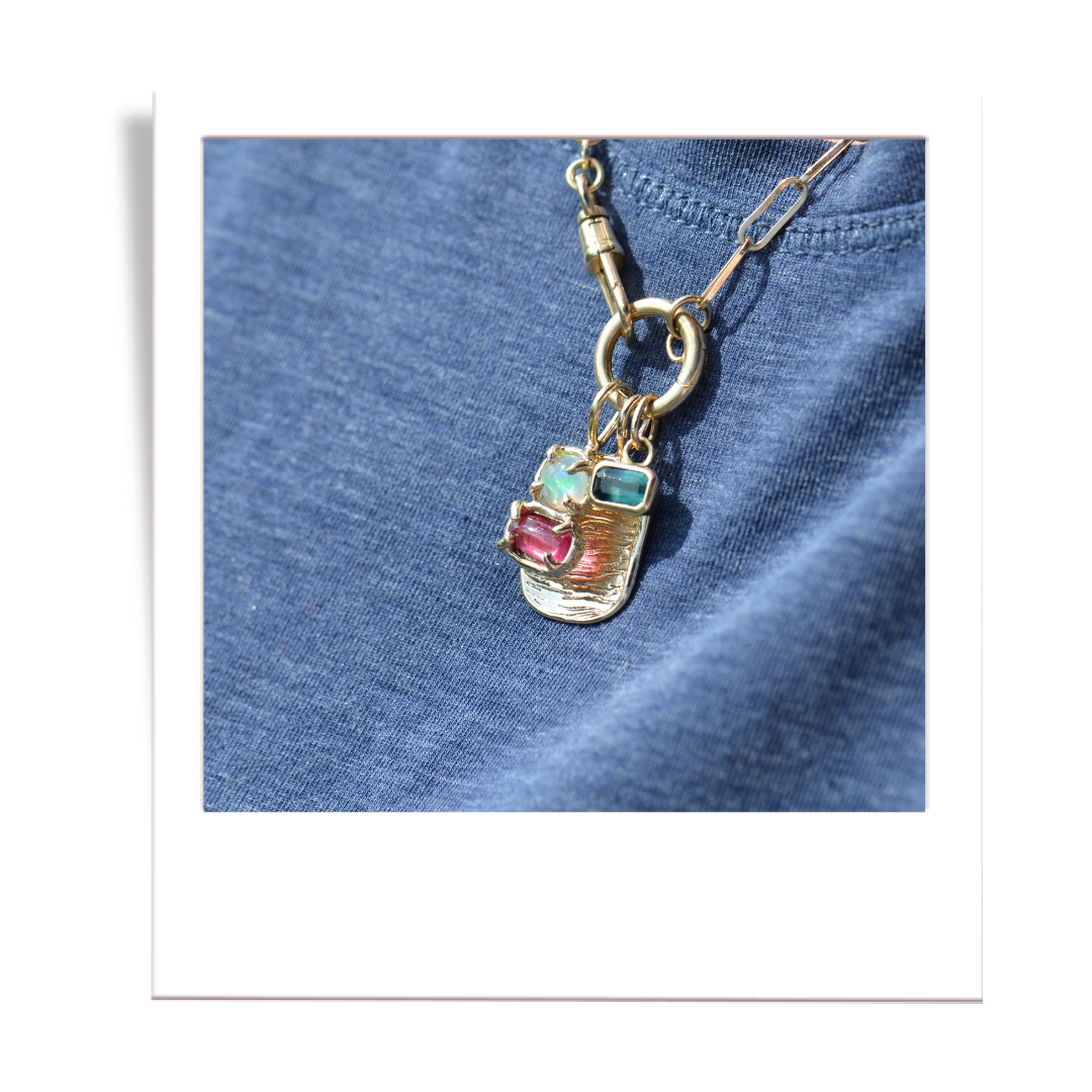 Pink Tourmaline + Welo Opal Pendant