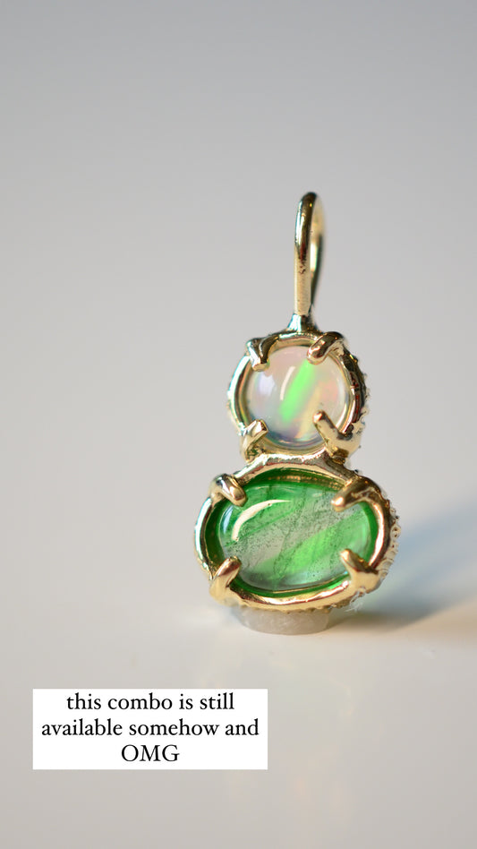 Tsavorite Garnet and Welo Opal