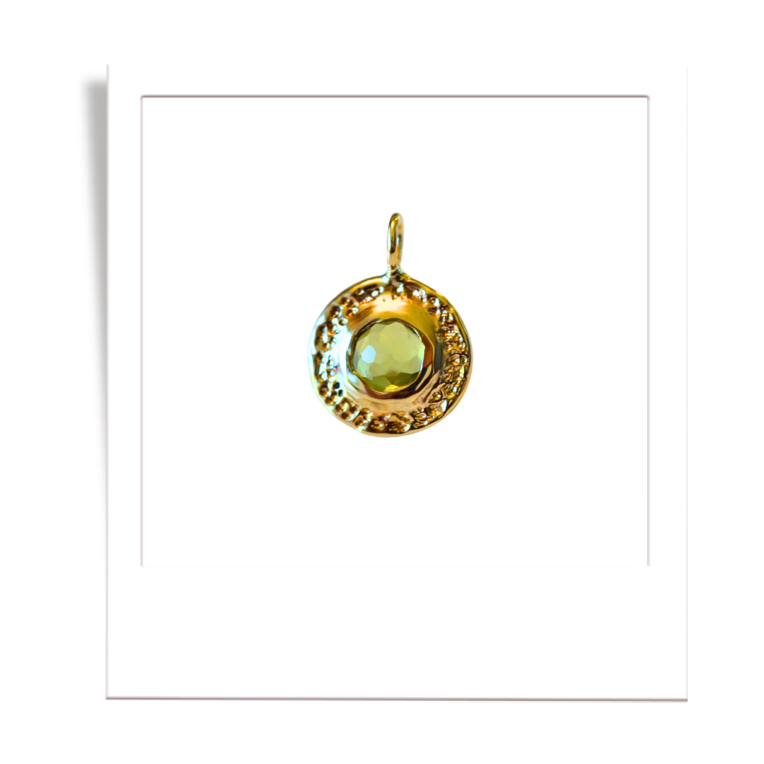 Gold Peridot Disc Pendant