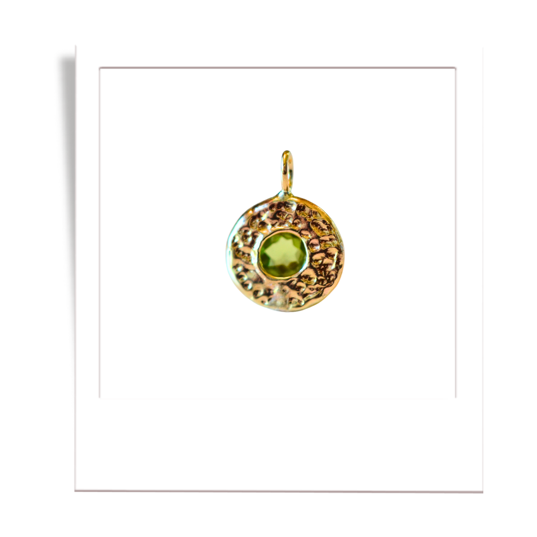 Gold Peridot Disc Pendant