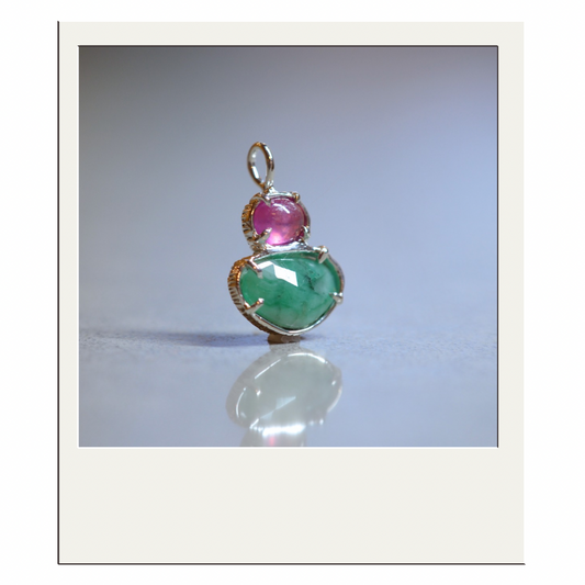 Thai Pink Sapphire + Rustic Emerald