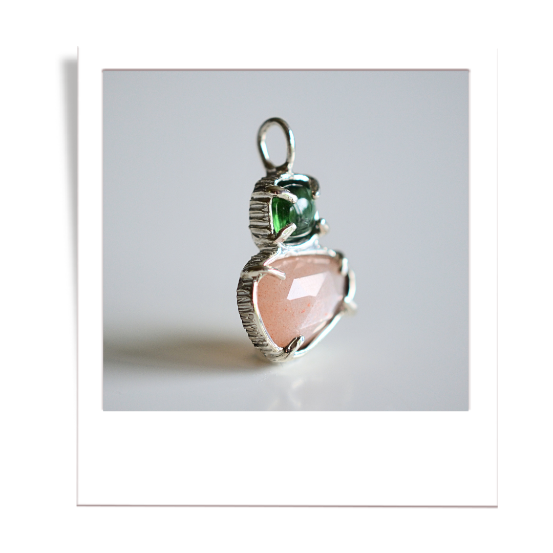 Tourmaline and peach Moonstone