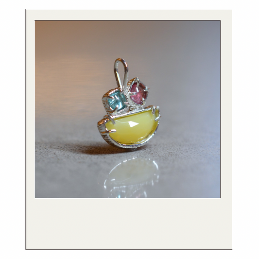 Teal/Pink Tourmaline + Yellow Opal