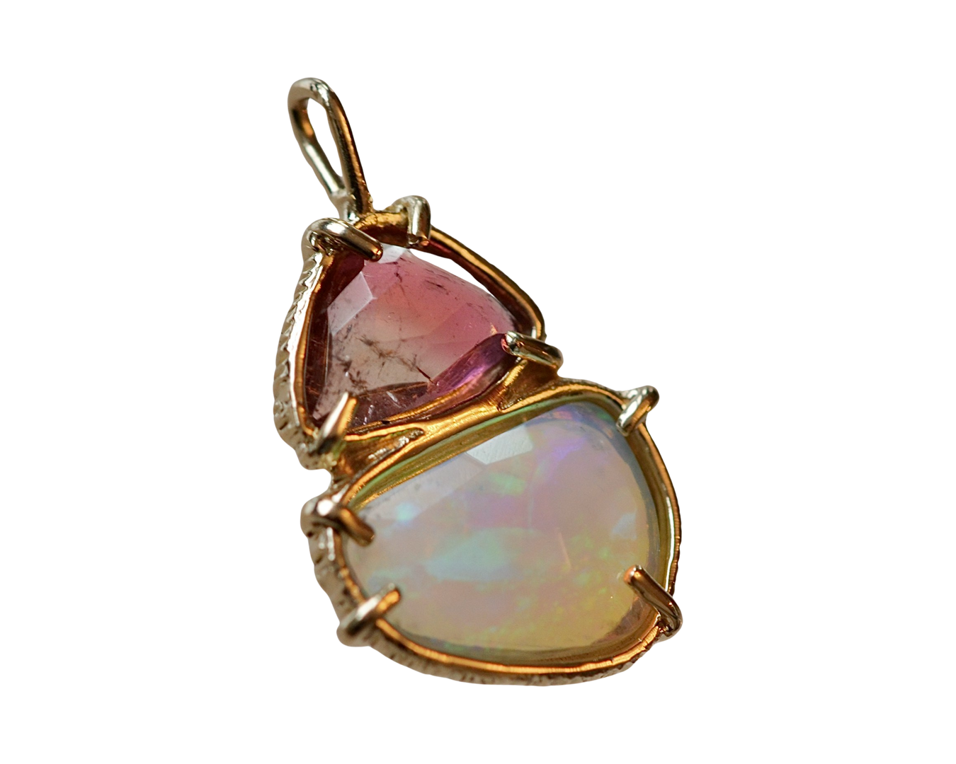 Pink Tourmaline + Welo Opal Pendant