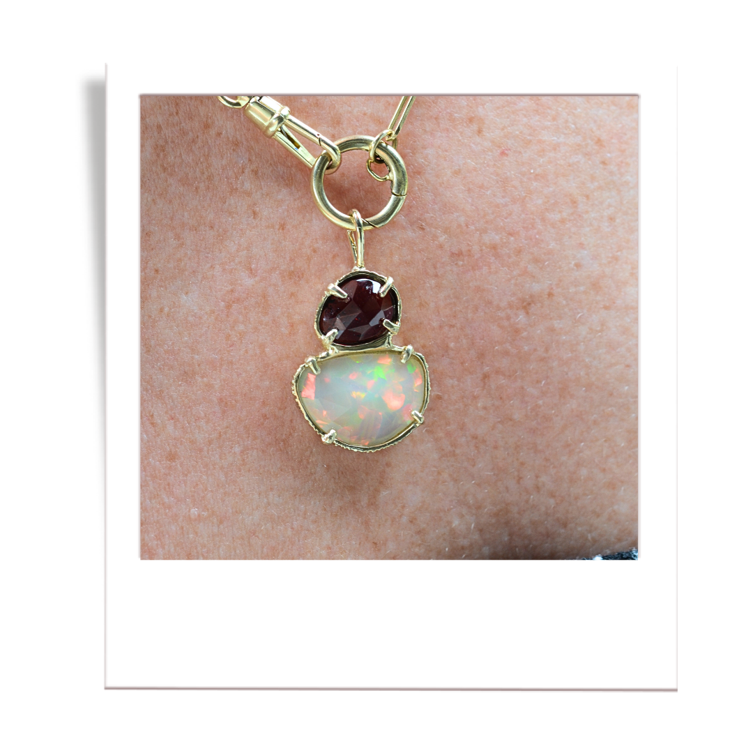 Welo Opal and Garnet pendant