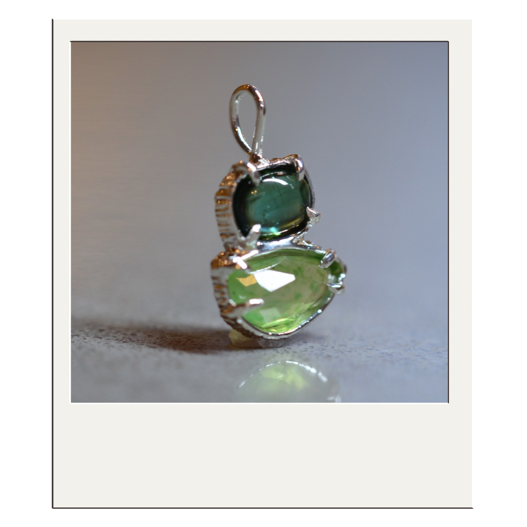 Green Tourmaline + Grossular Garnet