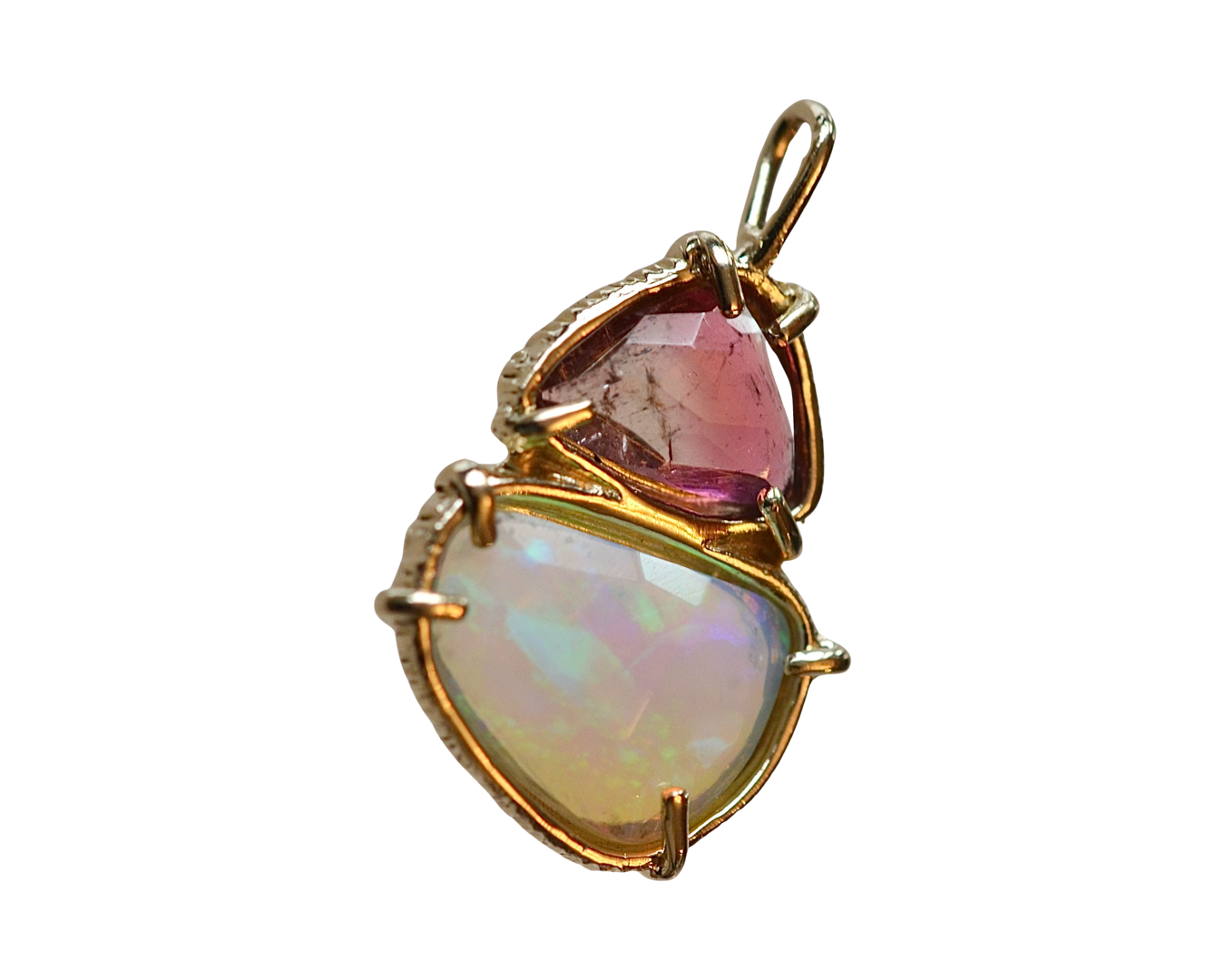 Pink Tourmaline + Welo Opal Pendant