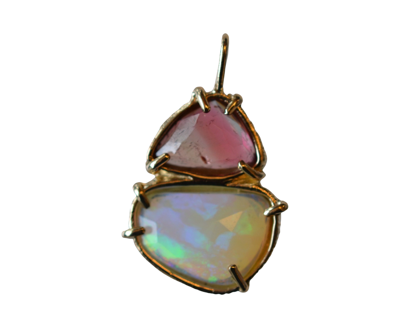 Pink Tourmaline + Welo Opal Pendant