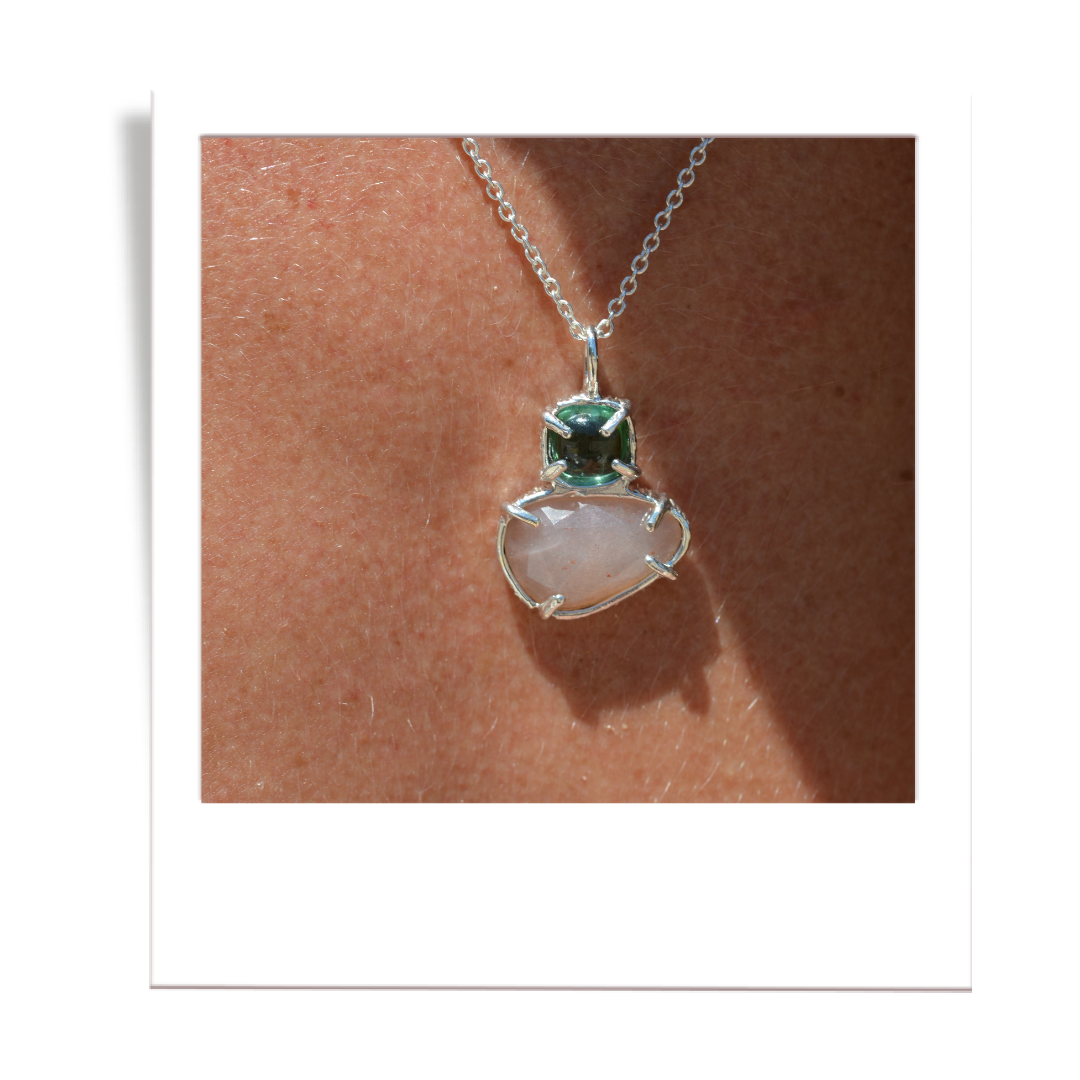 Tourmaline and peach Moonstone