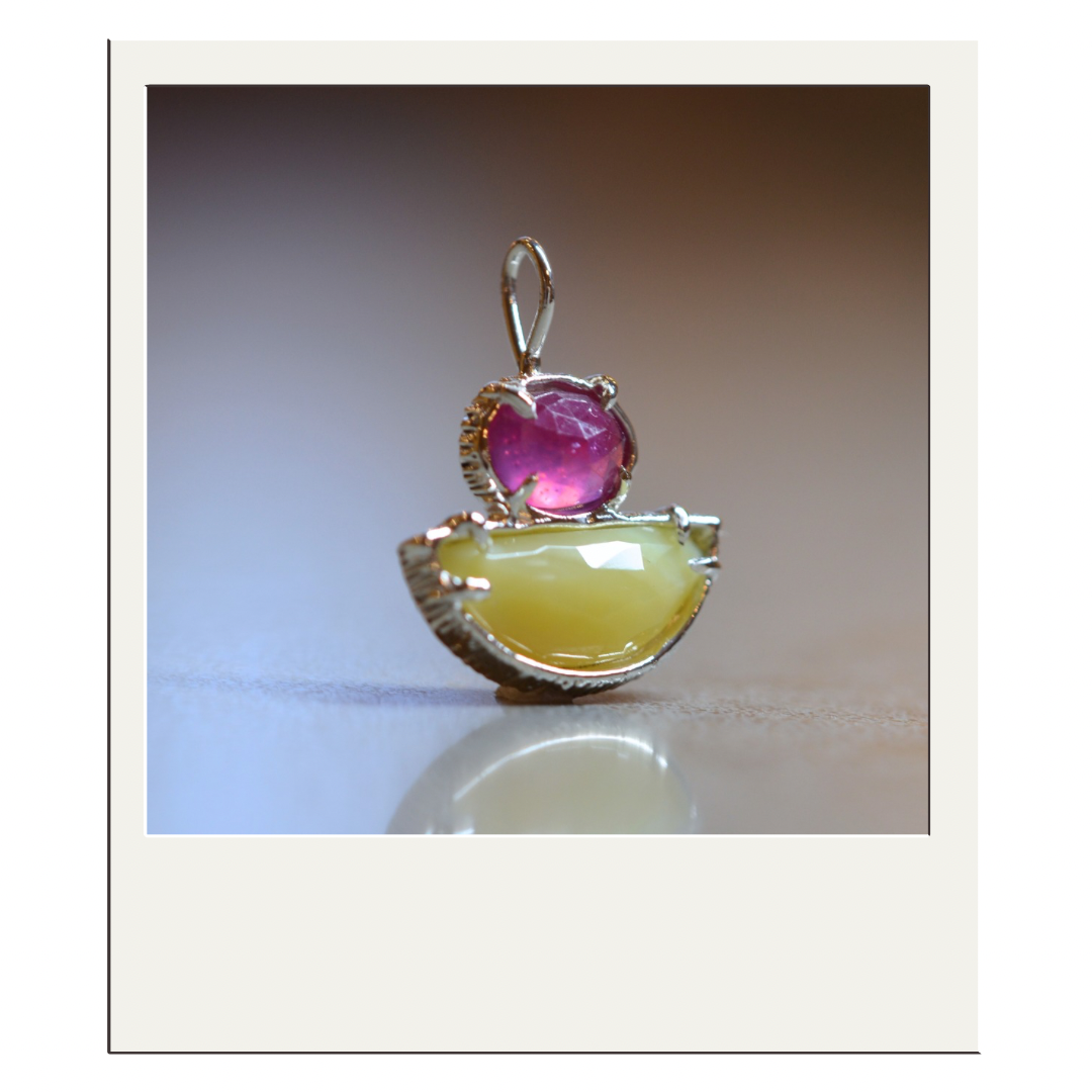 Thai Pink Sapphire + Yellow Opal