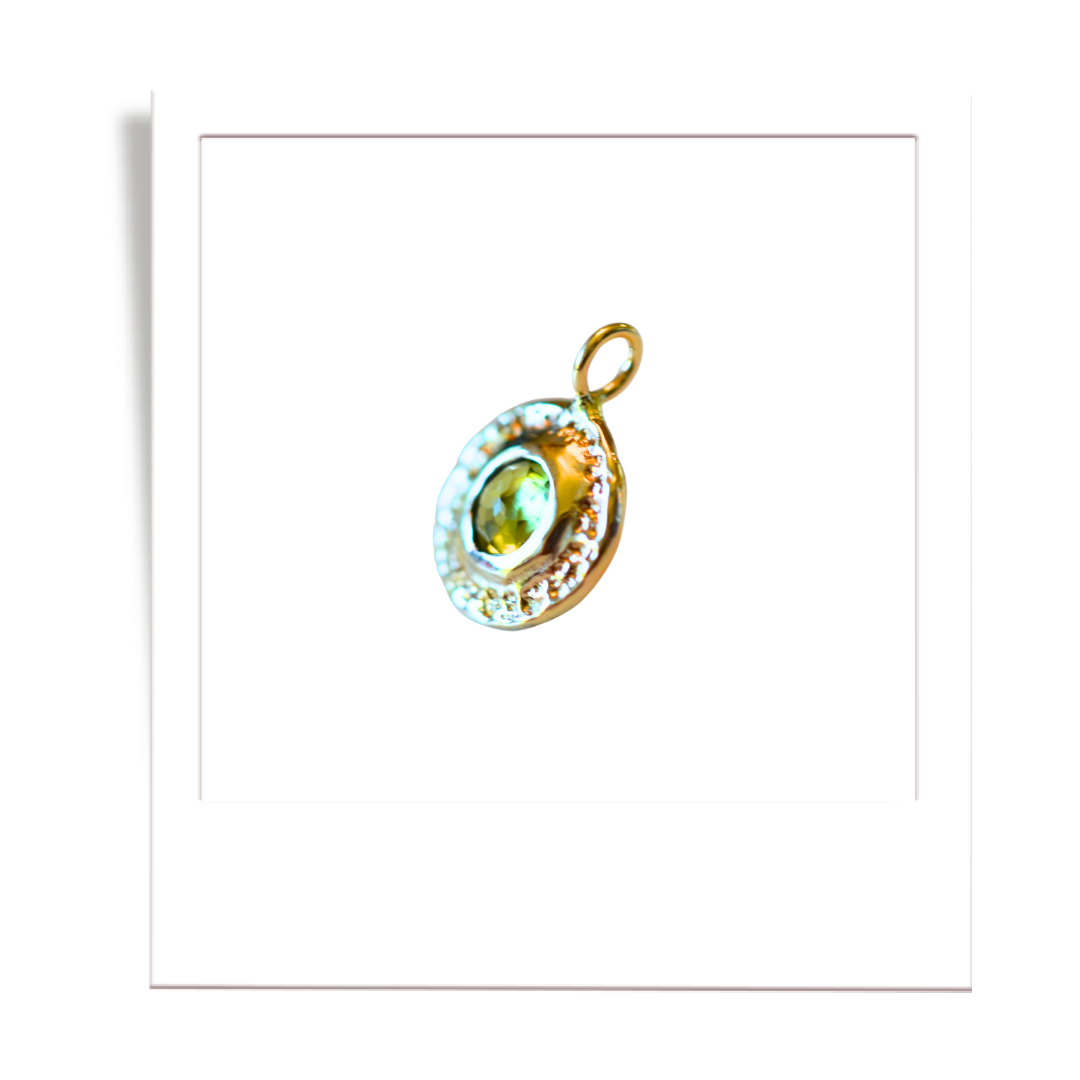 Gold Peridot Disc Pendant