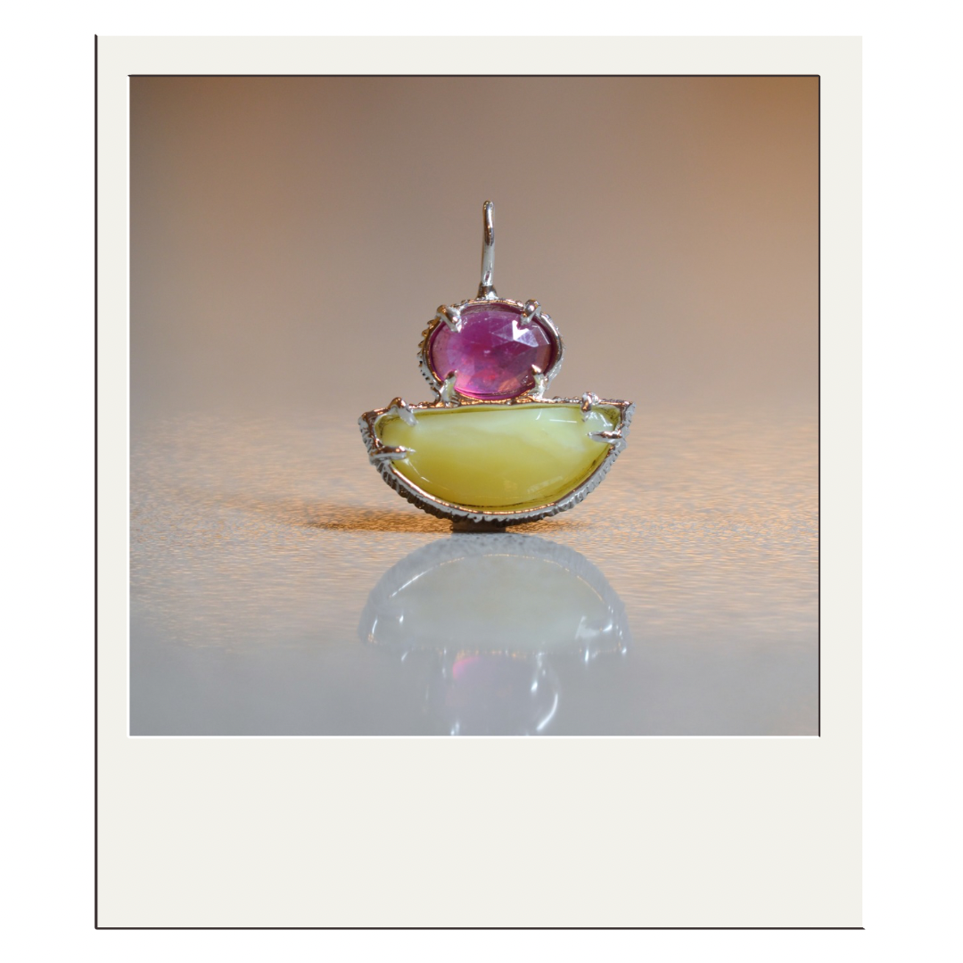 Thai Pink Sapphire + Yellow Opal