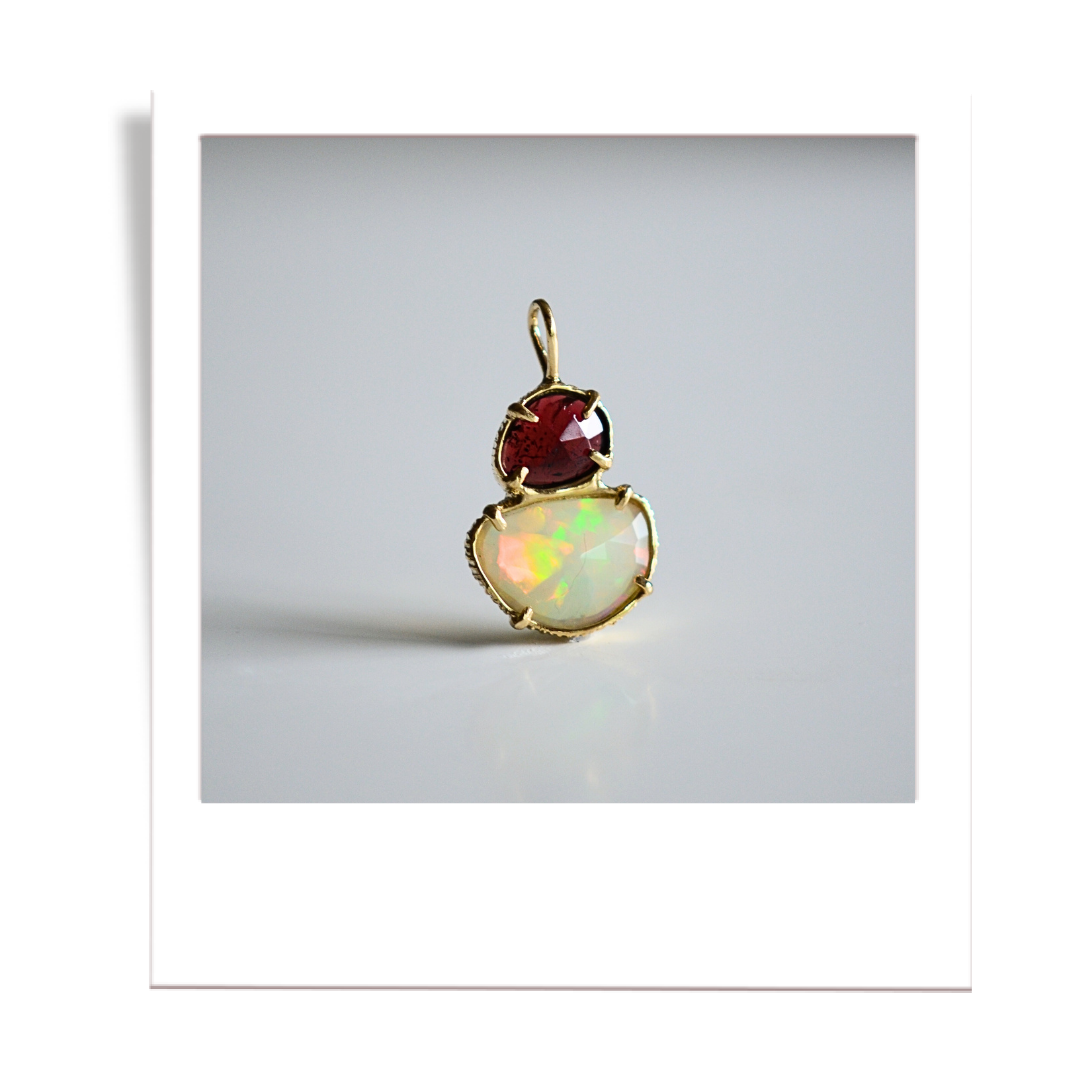 Welo Opal and Garnet pendant