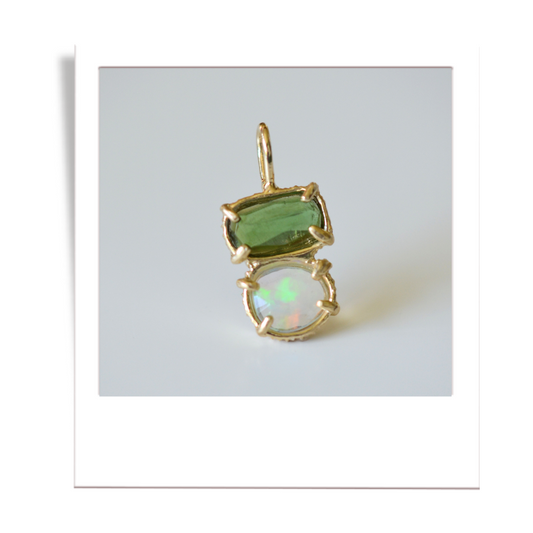 Green Tourmaline and Welo Opal