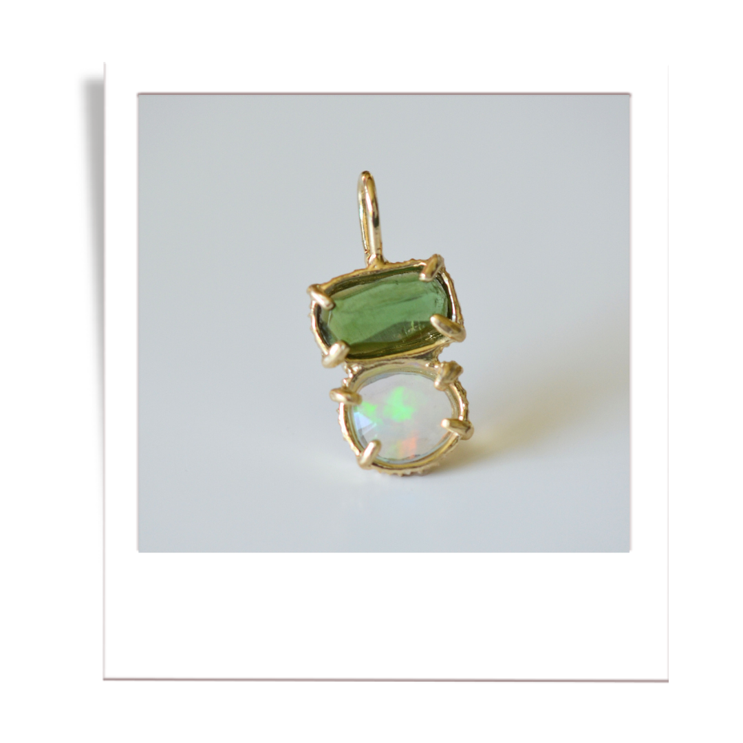 Green Tourmaline and Welo Opal