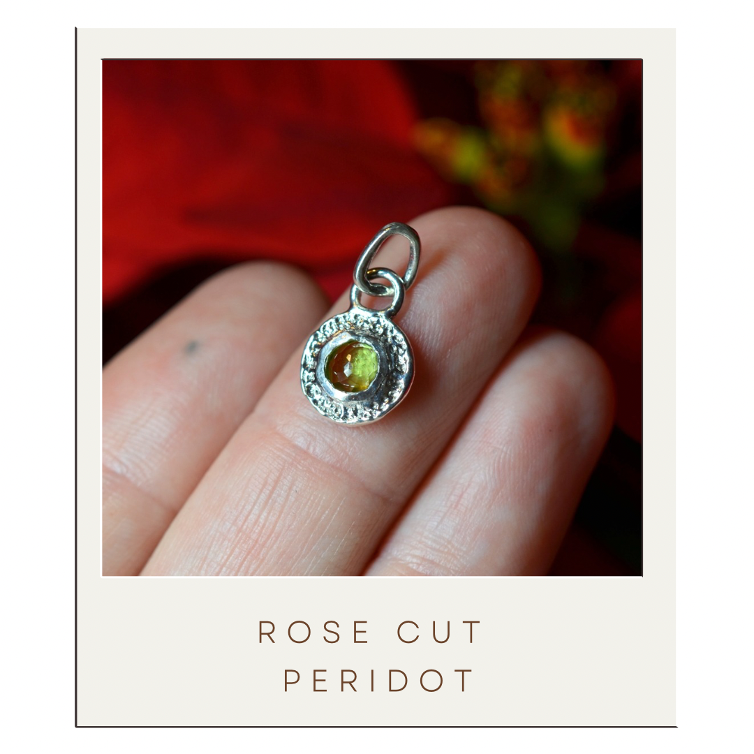 Rose Cut Peridot Disc Pendant