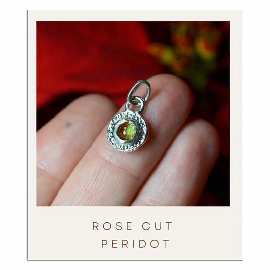 Rose Cut Peridot Disc Pendant