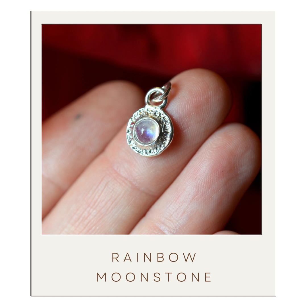 Rainbow Moonstone Disc Pendant