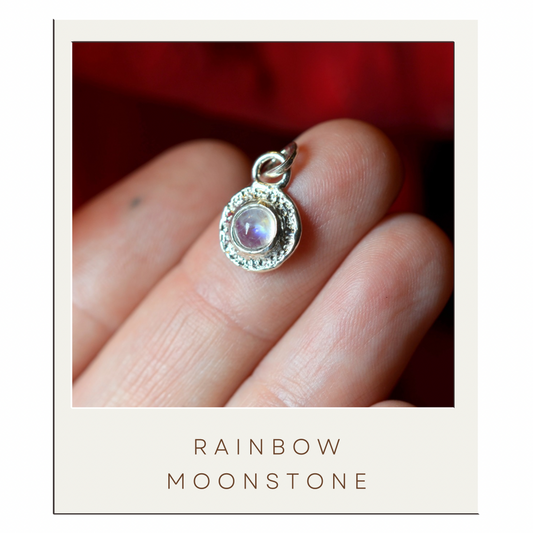 Rainbow Moonstone Disc Pendant