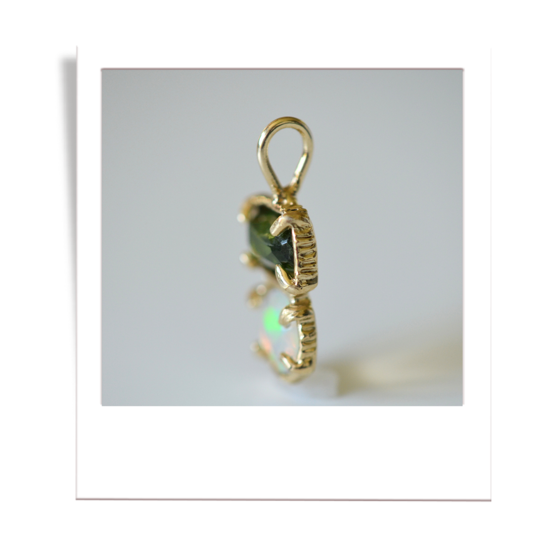Green Tourmaline and Welo Opal