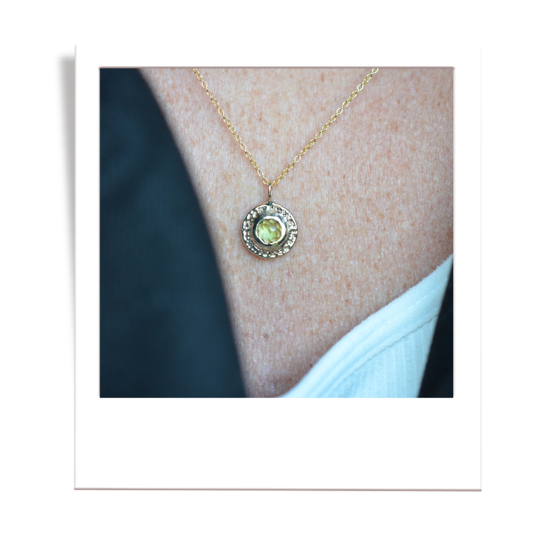 Gold Peridot Disc Pendant