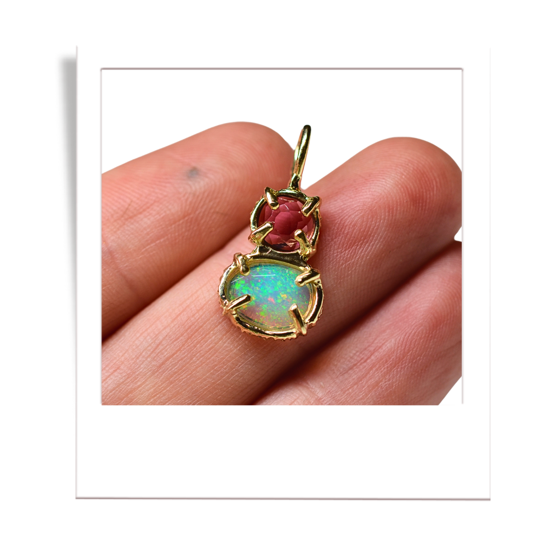 Tourmaline + Welo Opal Pendant