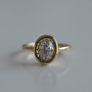 Old Euro Cut Oval Moissanite -Sample Ring