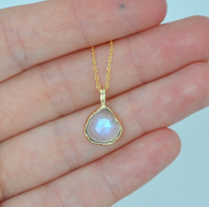 Pear Rainbow Moonstone Necklace