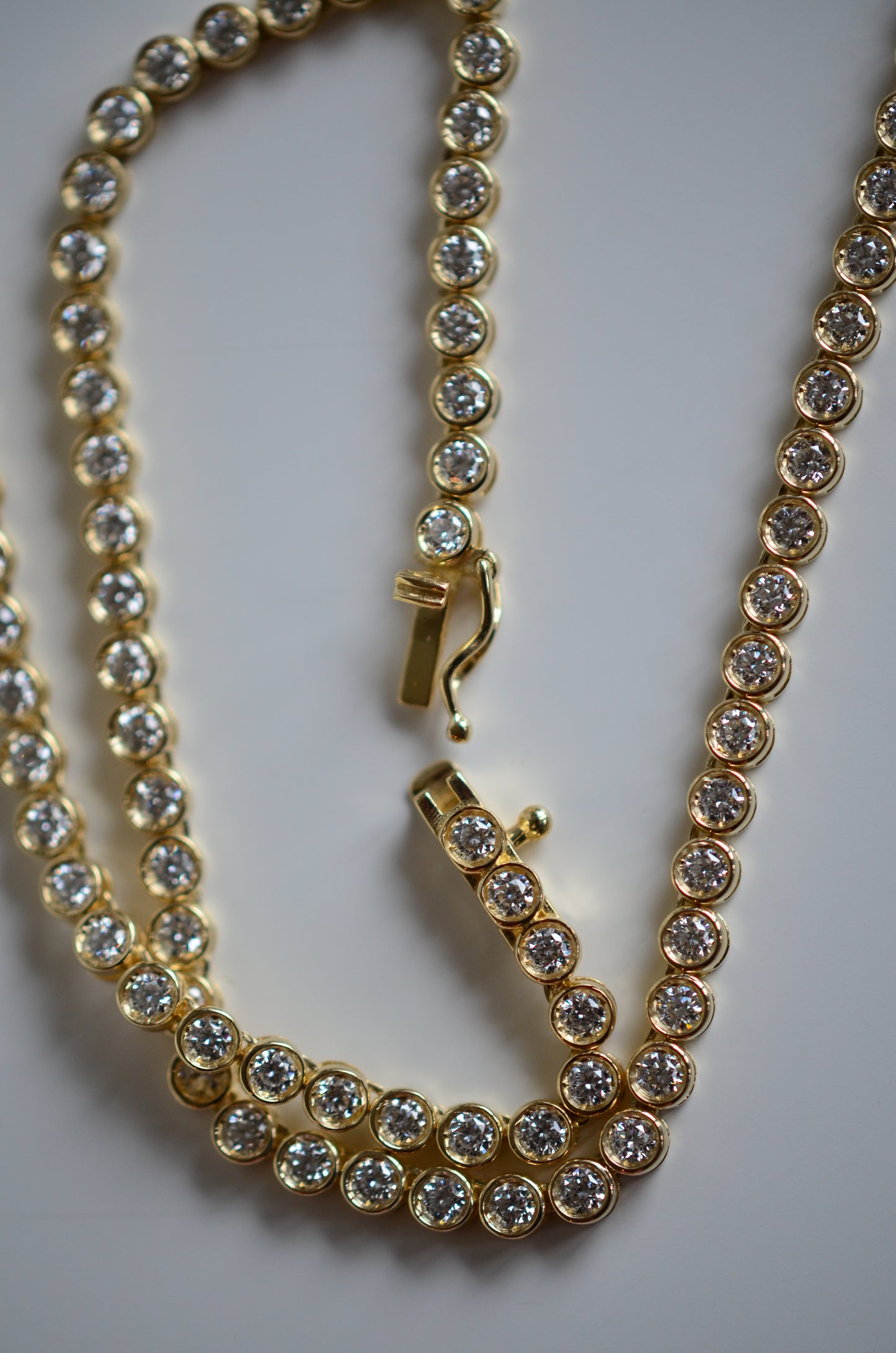 Full eternity, bezel set, diamond riviera necklace